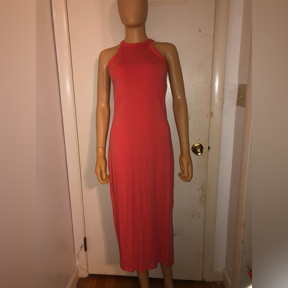 Coral maxi sundress 56% cotton spandex